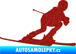 Samolepka Lyžař 002 pravá Ultra Metalic červená