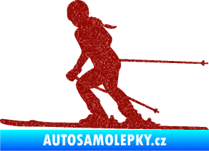 Samolepka Lyžařka 002 levá sjezd Ultra Metalic červená