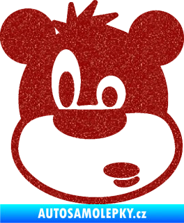 Samolepka Medvěd 003 levá kreslená hlava Ultra Metalic červená