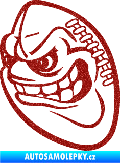 Samolepka Míč na americký fotbal 001 levá s obličejem Ultra Metalic červená