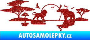 Samolepka Motiv Afrika levá -  zvířata u vody Ultra Metalic červená