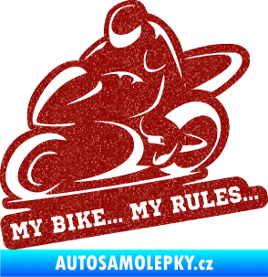 Samolepka Motorkář 012 levá s textem Ultra Metalic červená