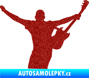 Samolepka Music 024 pravá kytarista rocker Ultra Metalic červená