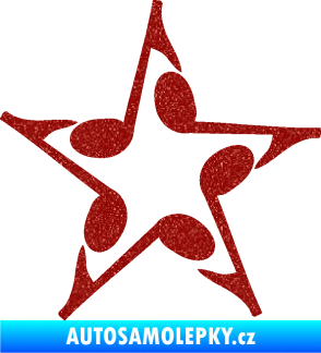 Samolepka Music hvězda z not Ultra Metalic červená