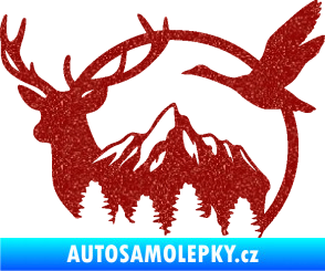 Samolepka Myslivost 002 levá lesní zvěř Ultra Metalic červená