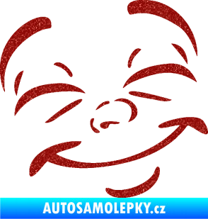Samolepka Obličej 004 pravá šťastný Ultra Metalic červená