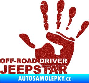 Samolepka Off road driver - Jeep star nápis s rukou Ultra Metalic červená