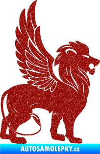 Samolepka Okřídlený lev 001 pravá mytické zvíře Ultra Metalic červená