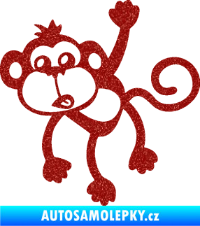 Samolepka Opice 005 levá visí za ruku Ultra Metalic červená