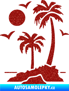 Samolepka Ostrov 002 levá palmy a moře Ultra Metalic červená