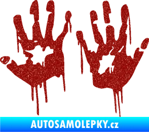 Samolepka Otisk rukou 001 levá krvavý Ultra Metalic červená