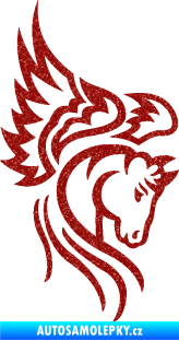 Samolepka Pegas 003 pravá okřídlený kůň hlava Ultra Metalic červená