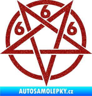 Samolepka Pentagram 666 Ultra Metalic červená
