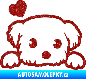 Samolepka Pes 057 levá se srdíčkem Ultra Metalic červená