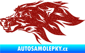 Samolepka Pes 127 levá hlava Ultra Metalic červená