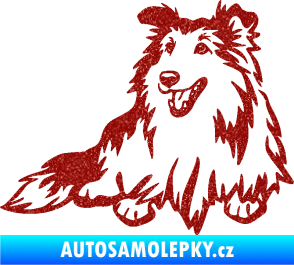 Samolepka Pes 162 levá sheltie Ultra Metalic červená