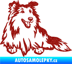 Samolepka Pes 162 pravá sheltie Ultra Metalic červená