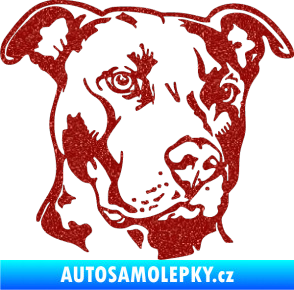 Samolepka Pes 198 pitbull pravá Ultra Metalic červená