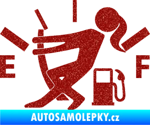 Samolepka Prázdná nádrž 002 palivoměr, varianta s ženou Ultra Metalic červená