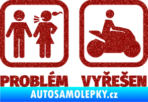 Samolepka Problém? Vyřešen 005 motorkář Ultra Metalic červená