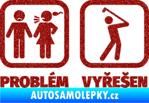 Samolepka Problém? Vyřešen 010 na golf Ultra Metalic červená