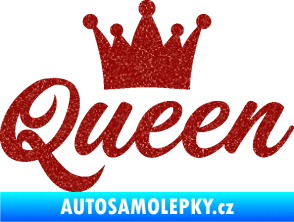 Samolepka Queen nápis s korunou Ultra Metalic červená