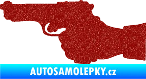 Samolepka Ruka s pistolí 001 levá ruce vzhůru Ultra Metalic červená