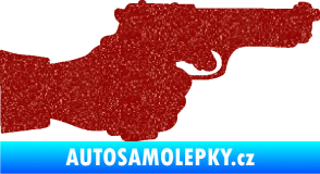 Samolepka Ruka s pistolí 001 pravá ruce vzhůru Ultra Metalic červená