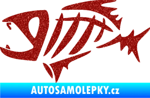 Samolepka Ryba kostra  007 levá Ultra Metalic červená