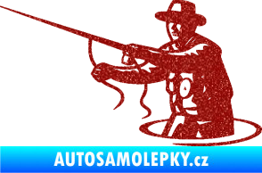 Samolepka Rybář 015 levá s udicí Ultra Metalic červená