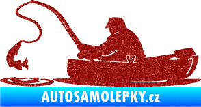 Samolepka Rybář 017 levá rybolov v lodičce Ultra Metalic červená