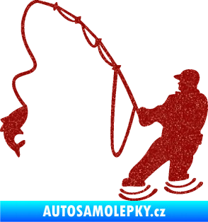 Samolepka Rybář 018 levá Ultra Metalic červená