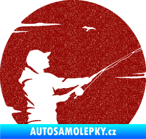 Samolepka Rybář 022 pravá Ultra Metalic červená