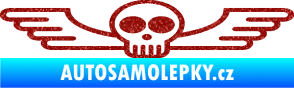 Samolepka Samolepka na zadní sklo 001 lebka s křídly Ultra Metalic červená