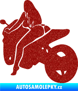 Samolepka Sexy žena na motorce levá Ultra Metalic červená