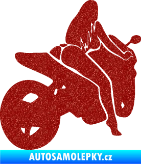 Samolepka Sexy žena na motorce pravá Ultra Metalic červená