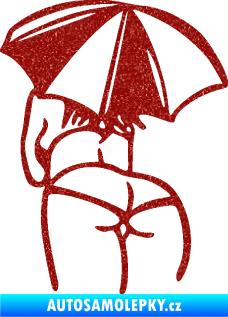 Samolepka Slečna s deštníkem levá Ultra Metalic červená