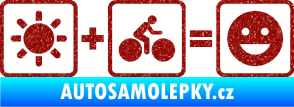 Samolepka Slunce + kolo = veselý smajlík vyjížďka na kole Ultra Metalic červená