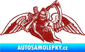 Samolepka Smrtka 016 levá s křídly a kosou Ultra Metalic červená