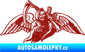 Samolepka Smrtka 016 pravá s křídly a kosou Ultra Metalic červená