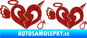 Samolepka Srdce anděl s ďáblem Ultra Metalic červená
