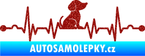 Samolepka Srdeční tep 002 pravá pejsek Ultra Metalic červená