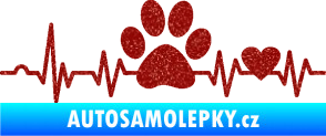 Samolepka Srdeční tep 005 pravá tlapka a srdíčko Ultra Metalic červená