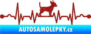 Samolepka Srdeční tep 006 pravá čivava Ultra Metalic červená