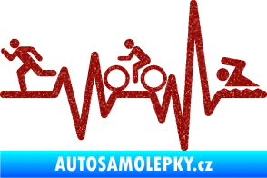 Samolepka Srdeční tep 012 levá triatlon Ultra Metalic červená