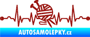 Samolepka Srdeční tep 016 pravá pletení Ultra Metalic červená