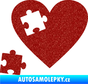 Samolepka Srdíčko 022 levá vypadlý puzzlík Ultra Metalic červená