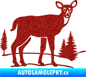 Samolepka Srna 002 pravá s krajinou Ultra Metalic červená