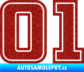 Samolepka Startovní číslo 01 typ 5 Ultra Metalic červená