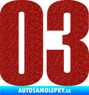 Samolepka Startovní číslo 03 typ 2   Ultra Metalic červená